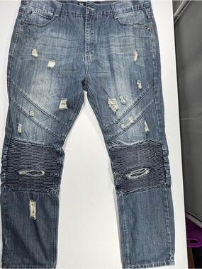 Krome Distressed Moto Jeans 36x30 Biker Streetwear Denim